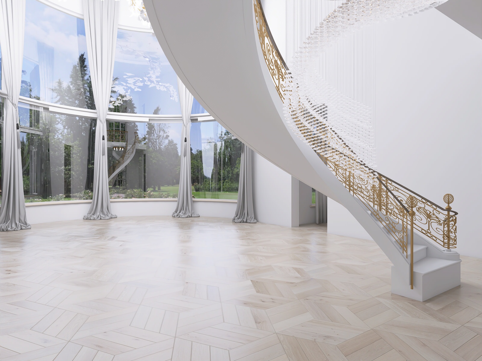 Дом с винтовой лестницей в центре