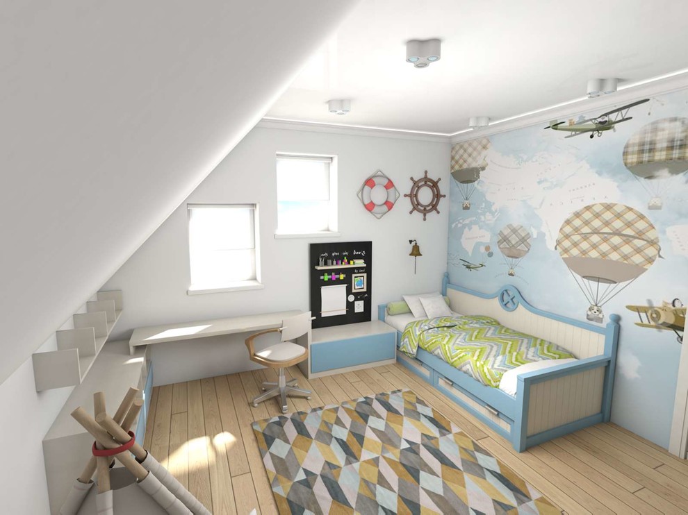 Обложка проекта: детская комната в мансарде