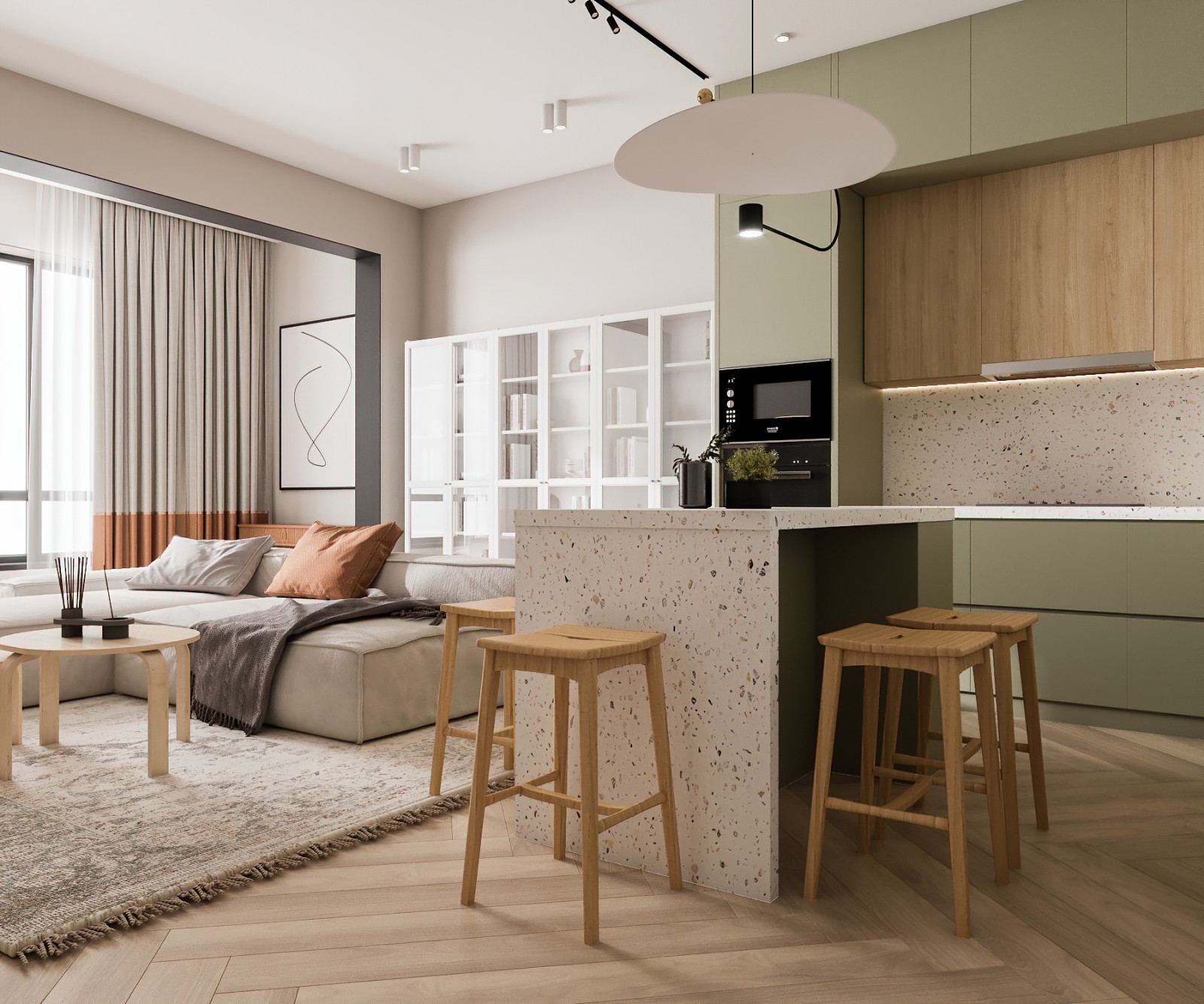 Дизайн интерьера квартиры общей площадью 121 м²