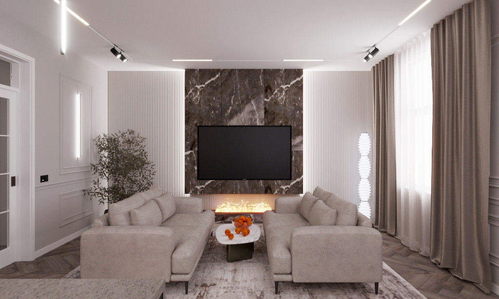 Дизайн гостиной в стиле "Современная классика"