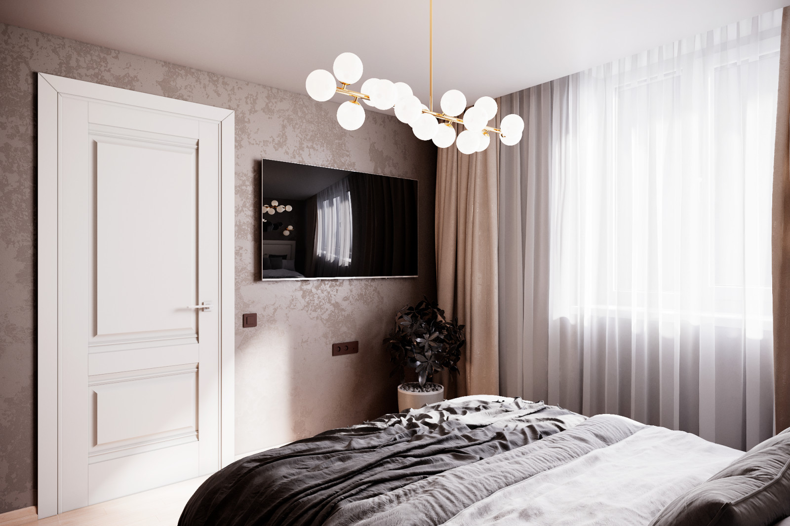 Спальня с гардеробной и балконом