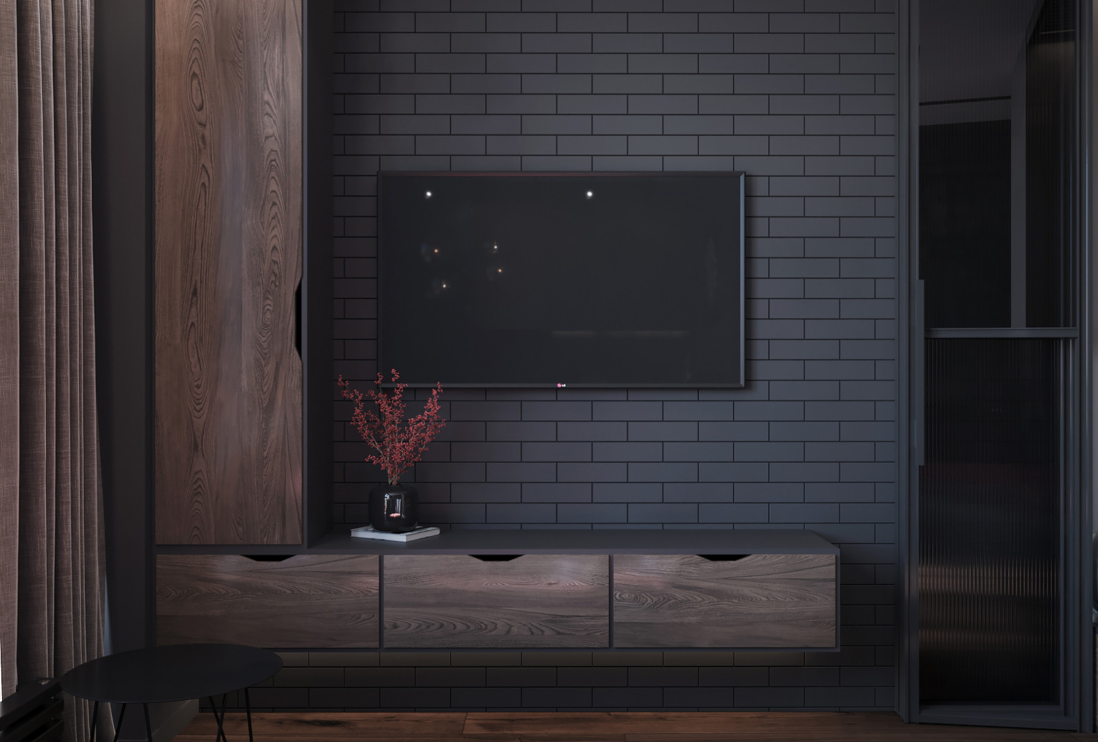 Квартира-студия в темных тонах