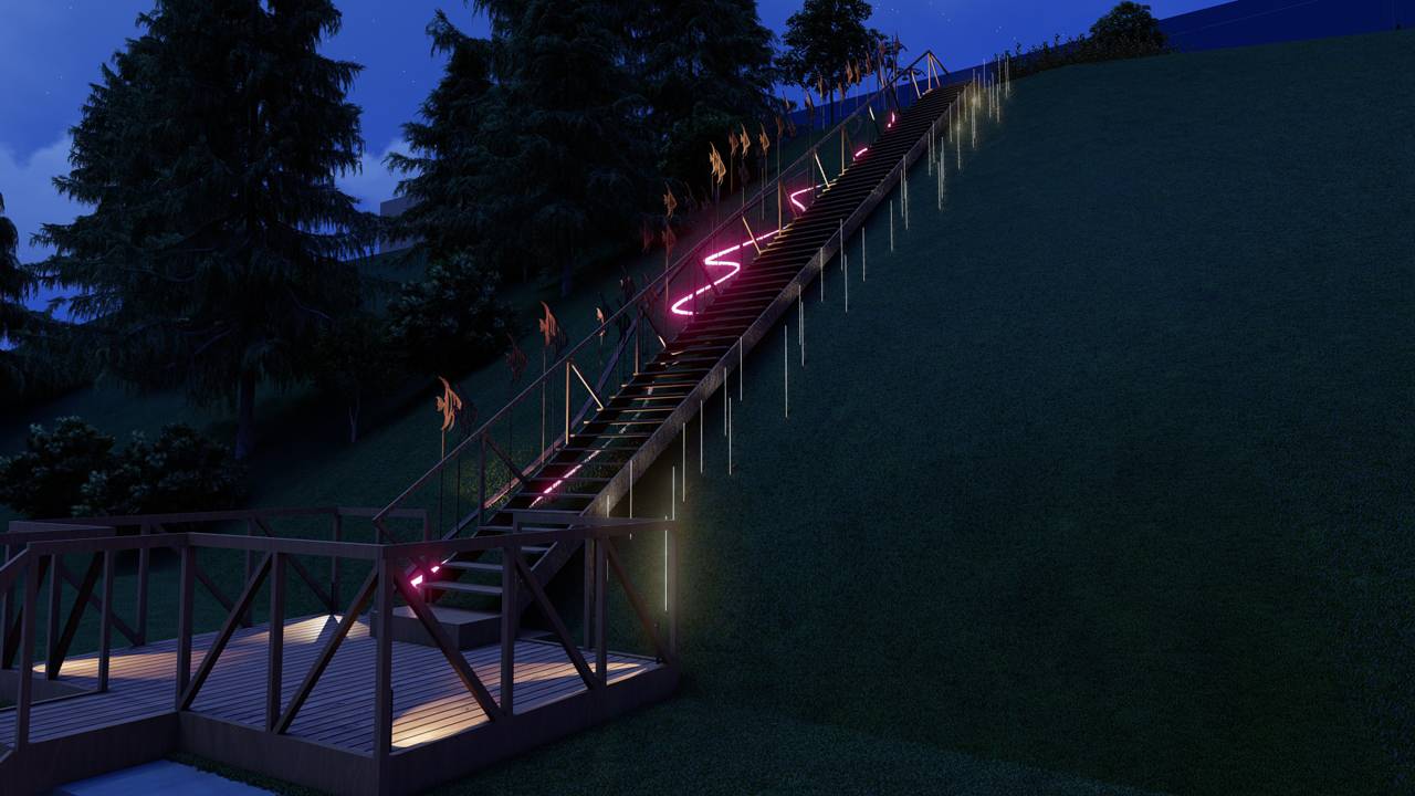 Спуск к воде возле реки