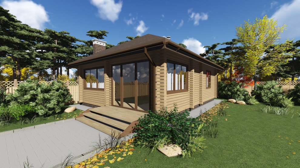 Обложка проекта: Баня из профилированного бруса 200x142. Общая площадь - 63 кв.м