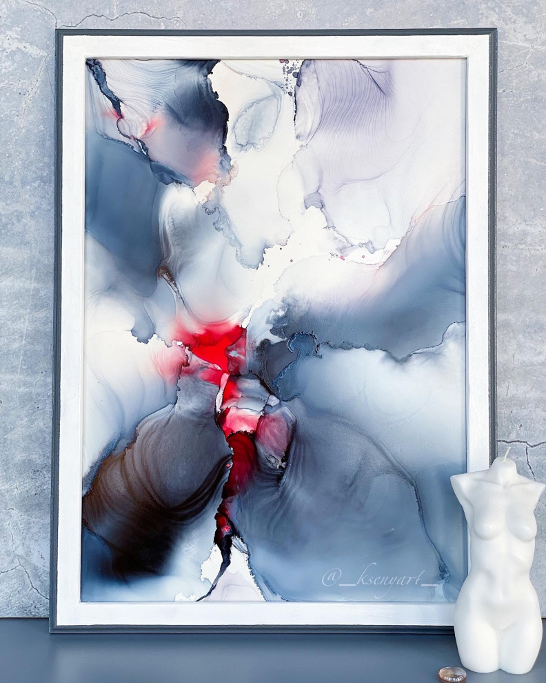 Обложка проекта: Абстракция. Картина на деревянном холсте в раме. 30x40 см