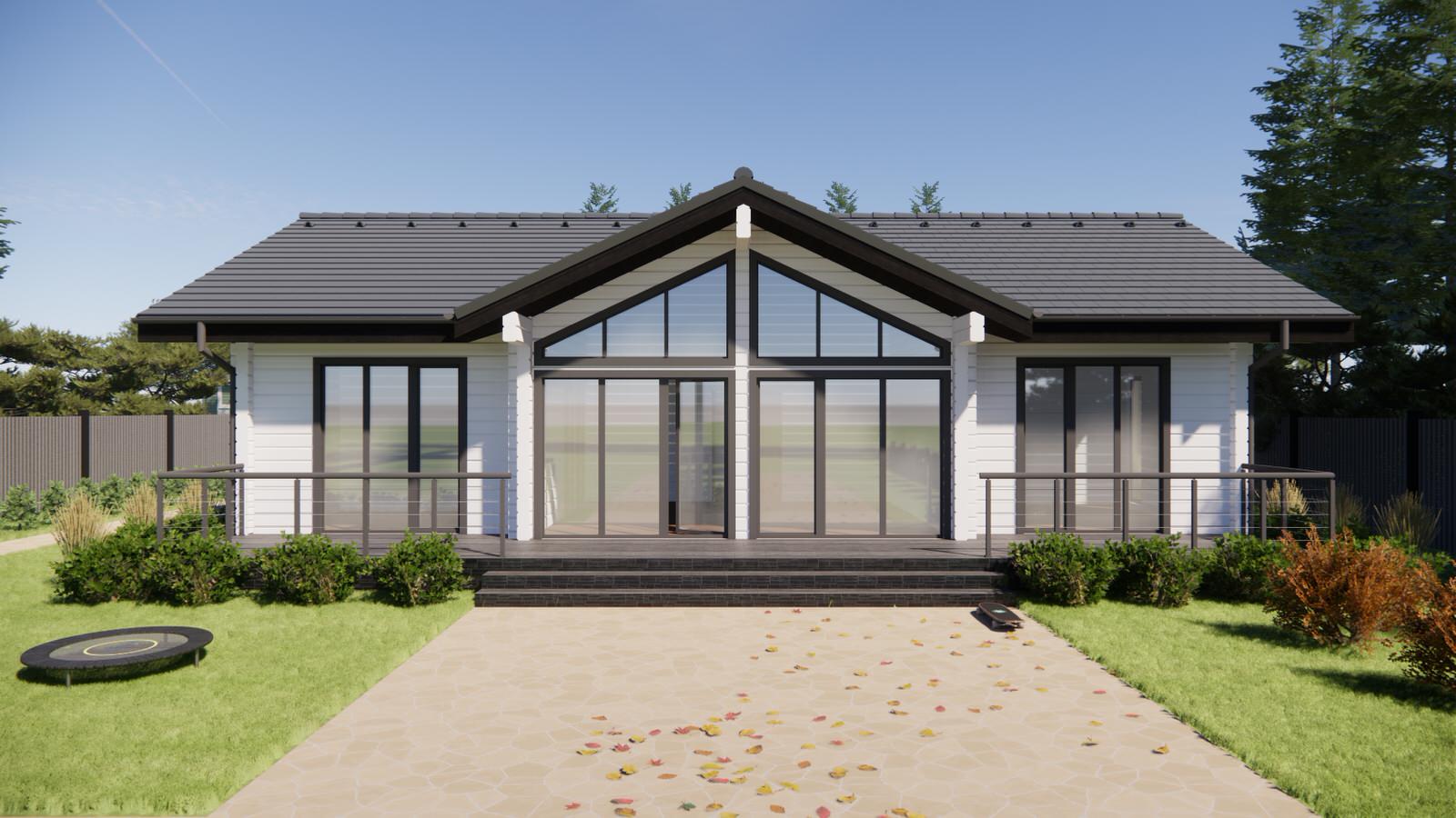 Обложка проекта: Одноэтажный дом из клееного бруса