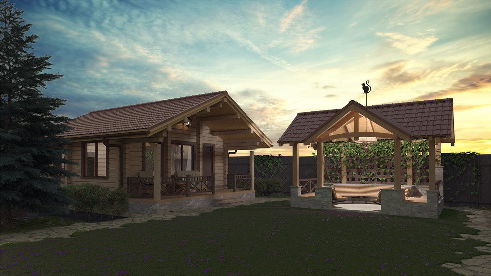 Вечер на участке у загородного дома