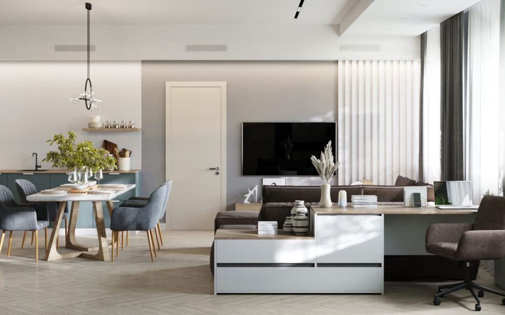 Дизайн кухни-гостиной