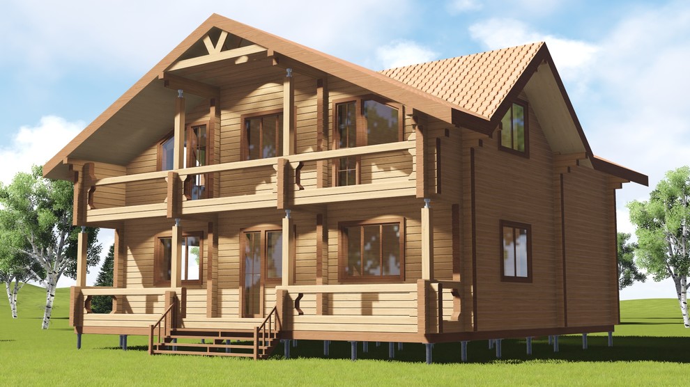Двухэтажный дом 237м2 из бруса 180х180 — проект 281