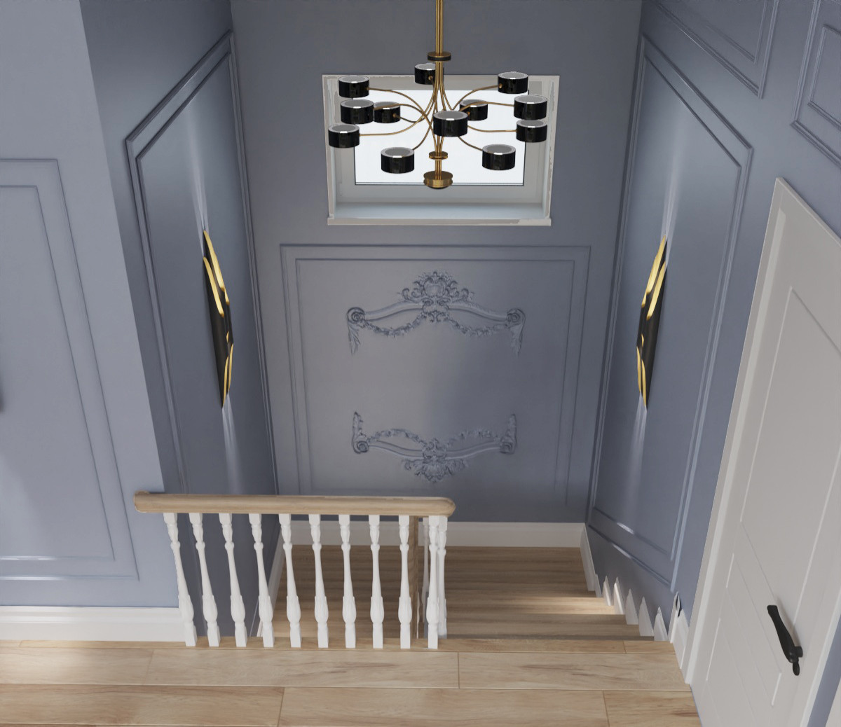 Обложка проекта: Лестничный холл дома.