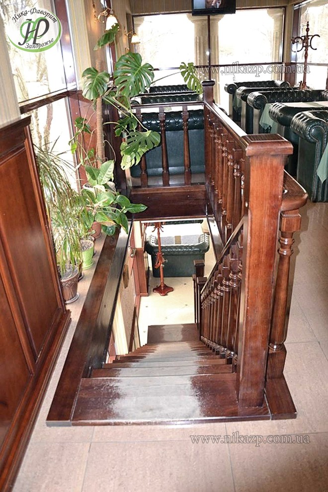 RESTAURANT INTERIOR, STAIRCASE, WOODEN INTERIOR. Лестница и интерьер ресторана "