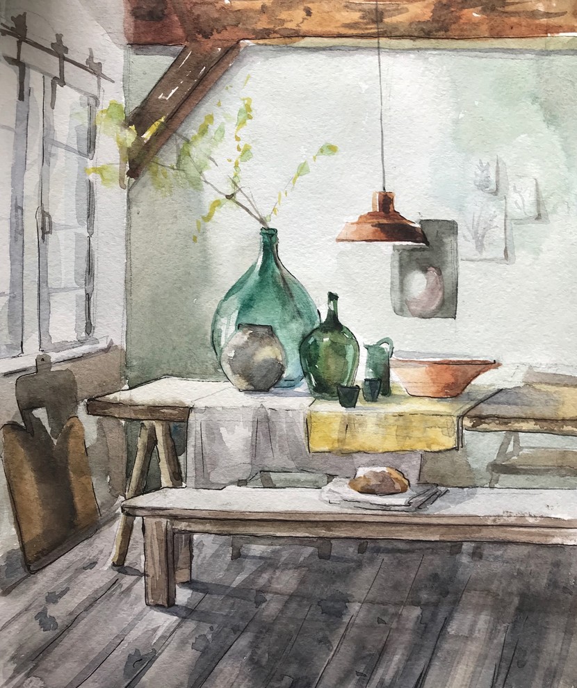 Акварельные эскизы интерьеров