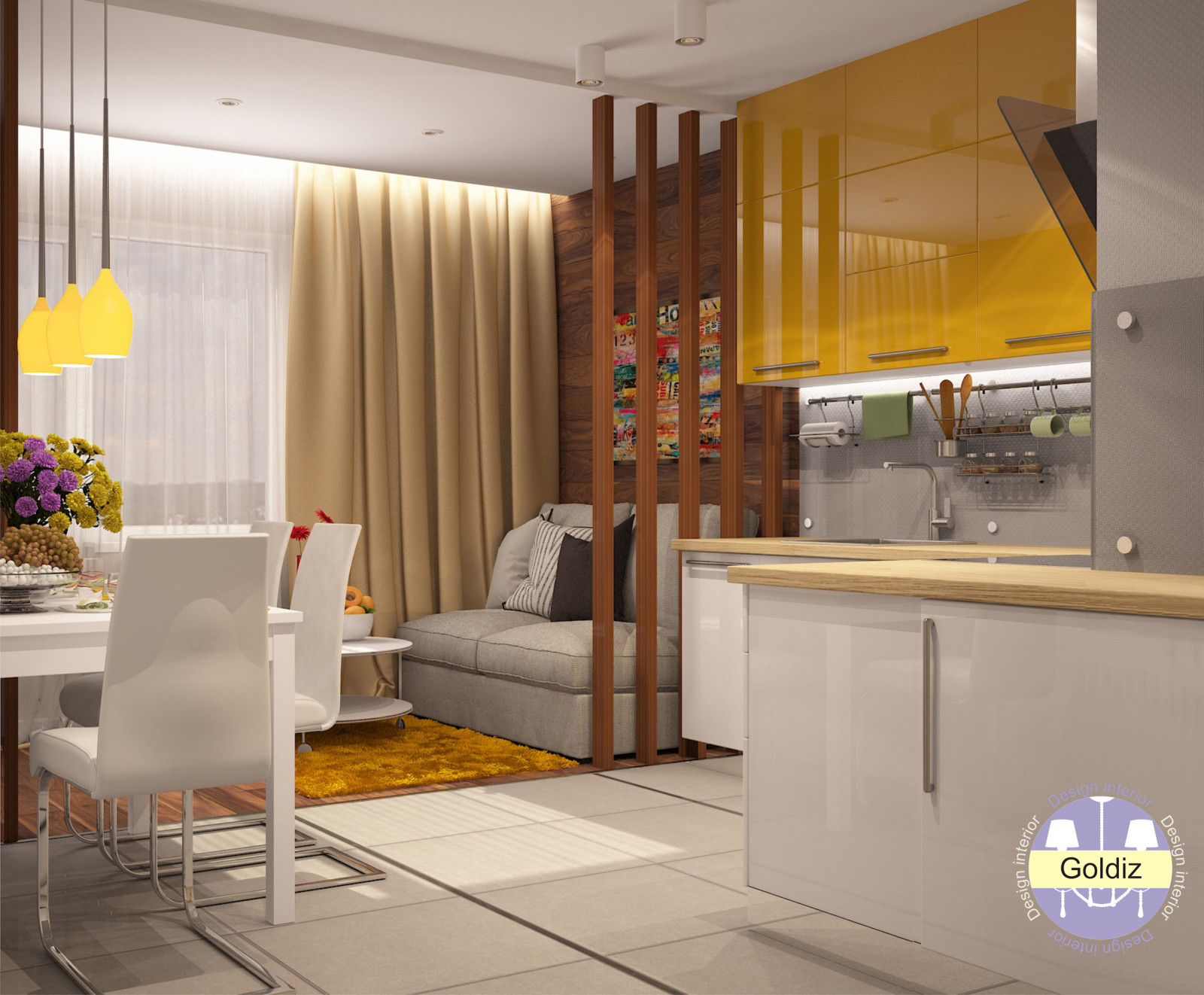 Дизайн кухни-гостиной