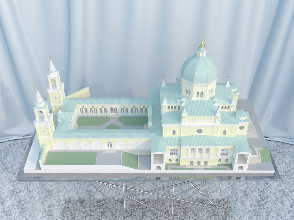 Эскиз макета собора Ивановского монастыря