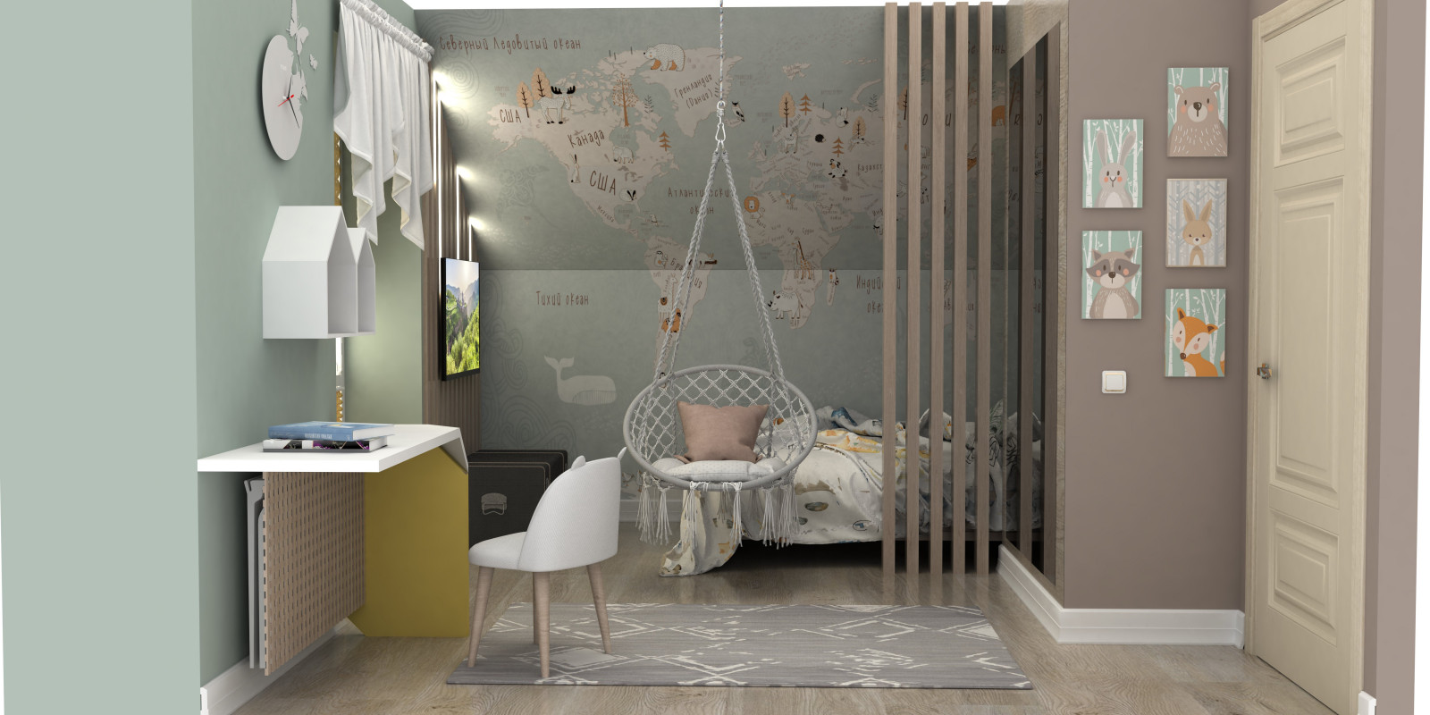 детская на мансардном этаже