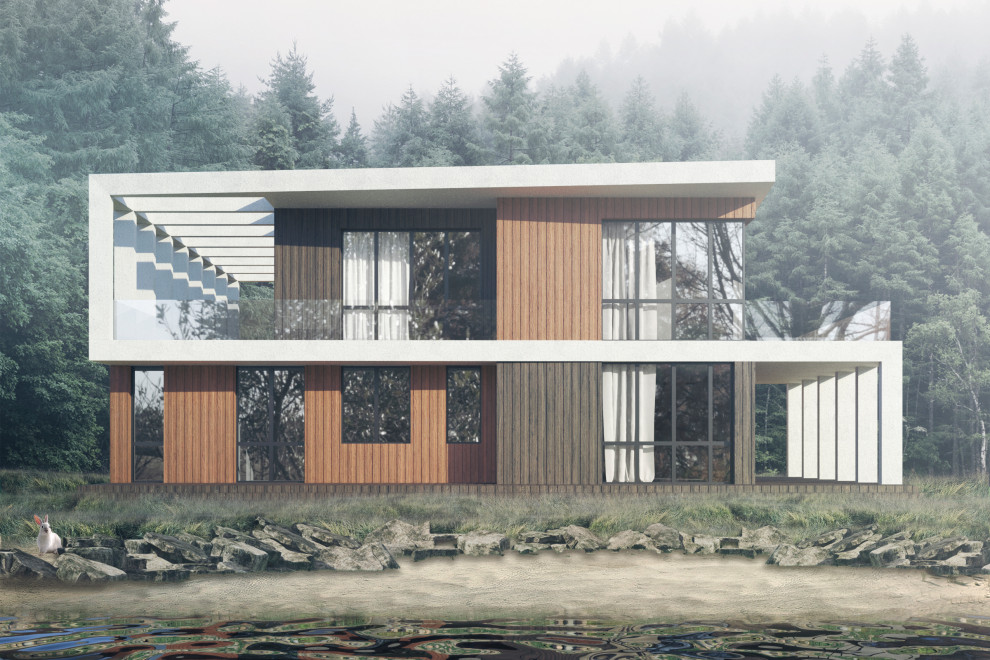 Концепция загородного дома, пример начальной-вариативной стадии проектирования.