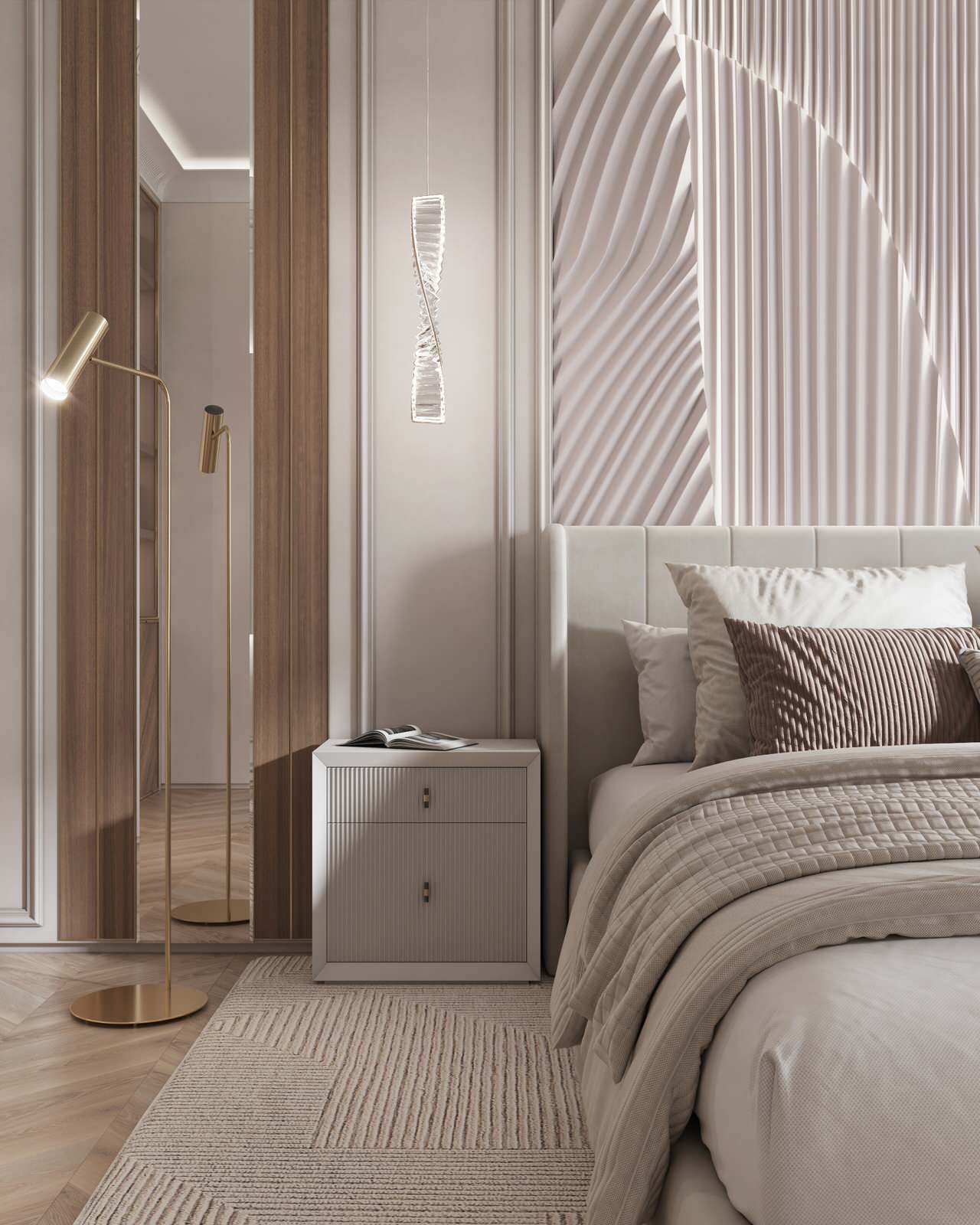 Интерьер в бежевых оттенках в ЖК Eniteo