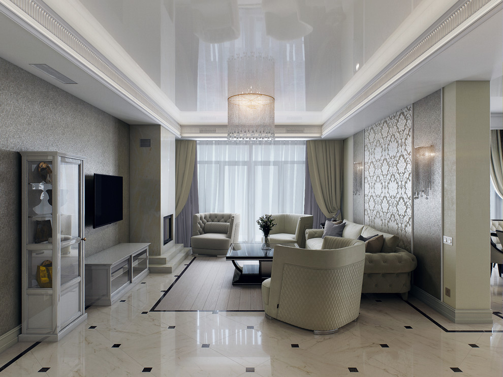 Интерьер в стиле современной классики с элементами Ар Деко.