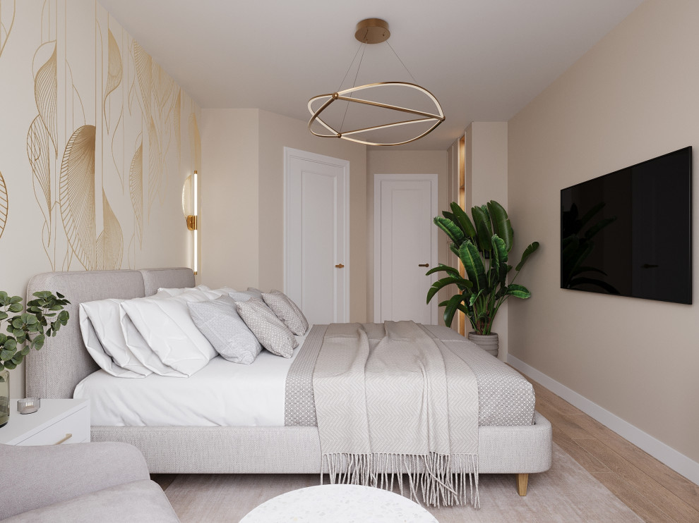 Бежевый в спальне .