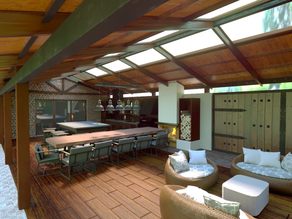 Дизайе интерьера террасы загородного банного комплекса