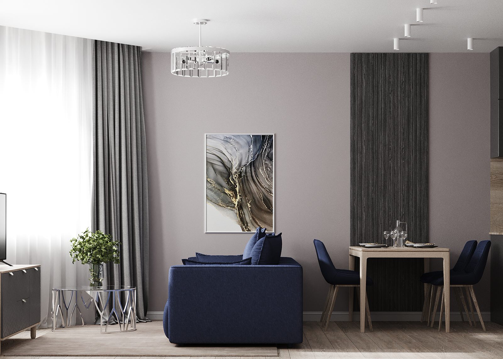 Кухня-гостиная в современном стиле 23 м2