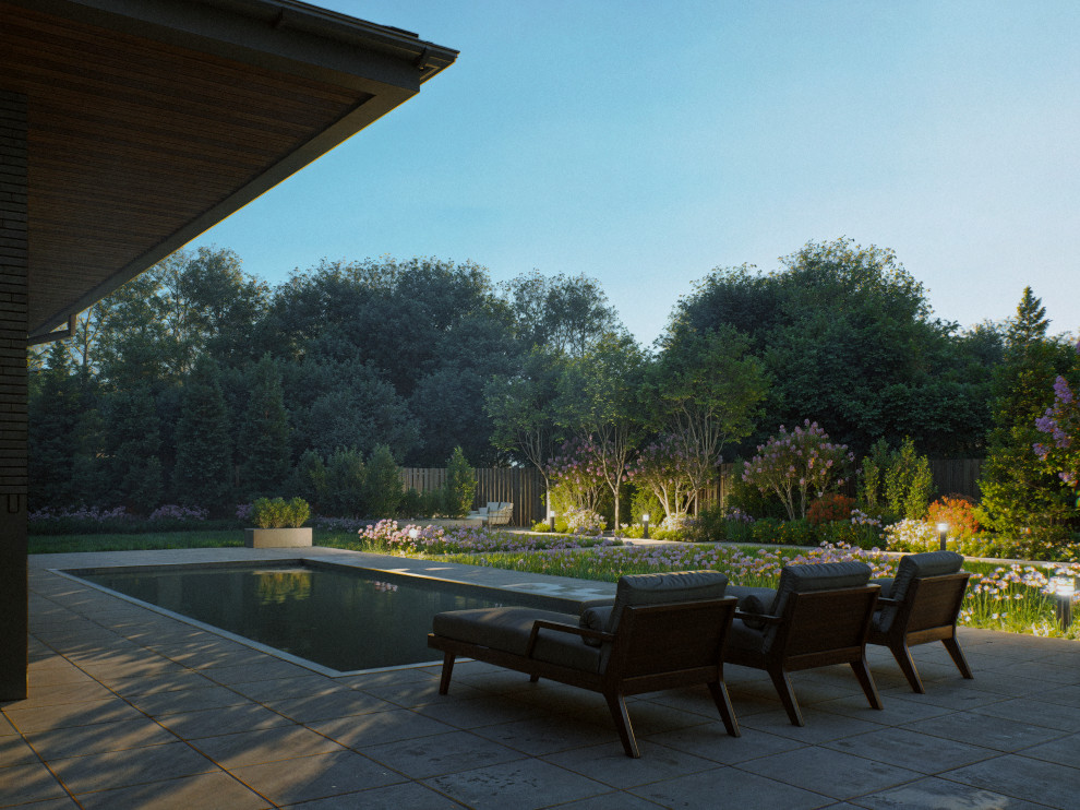 Ландшафтный дизайн загородного участка с бассейном