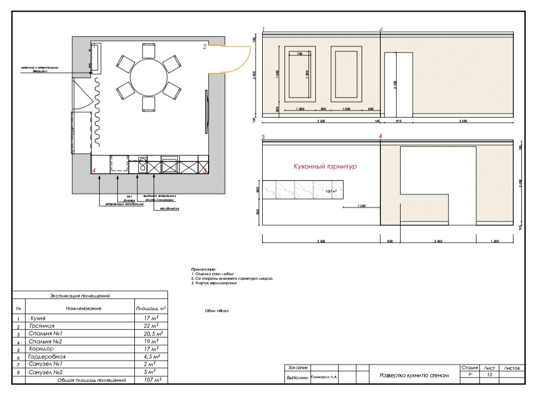 Развертка кухни