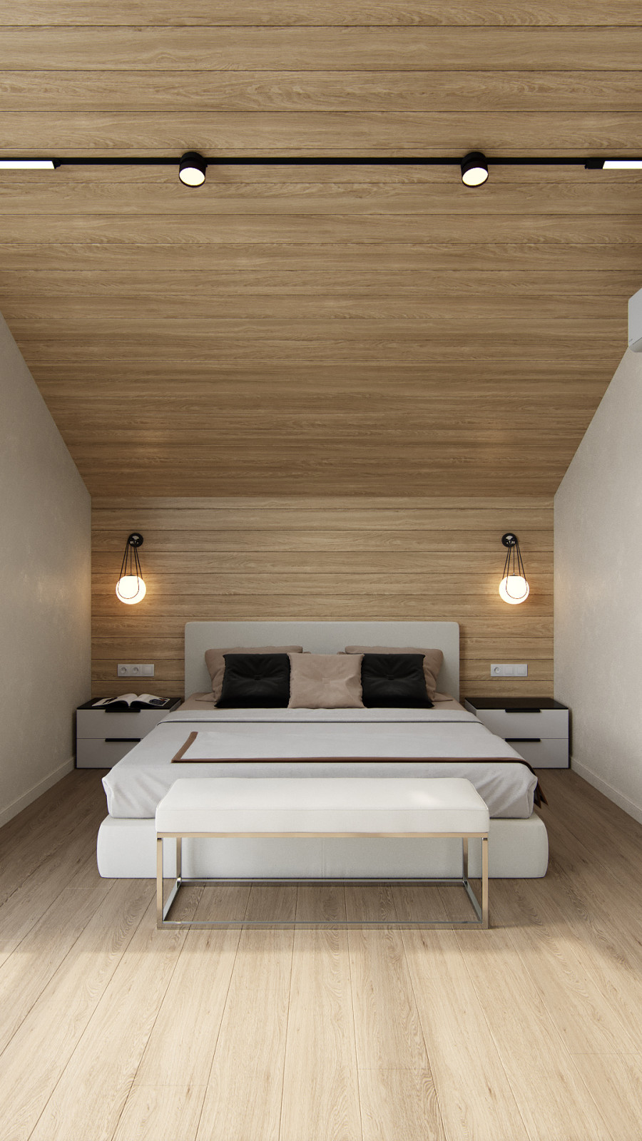 Барнхауз с мансардными окнами в серых оттенках