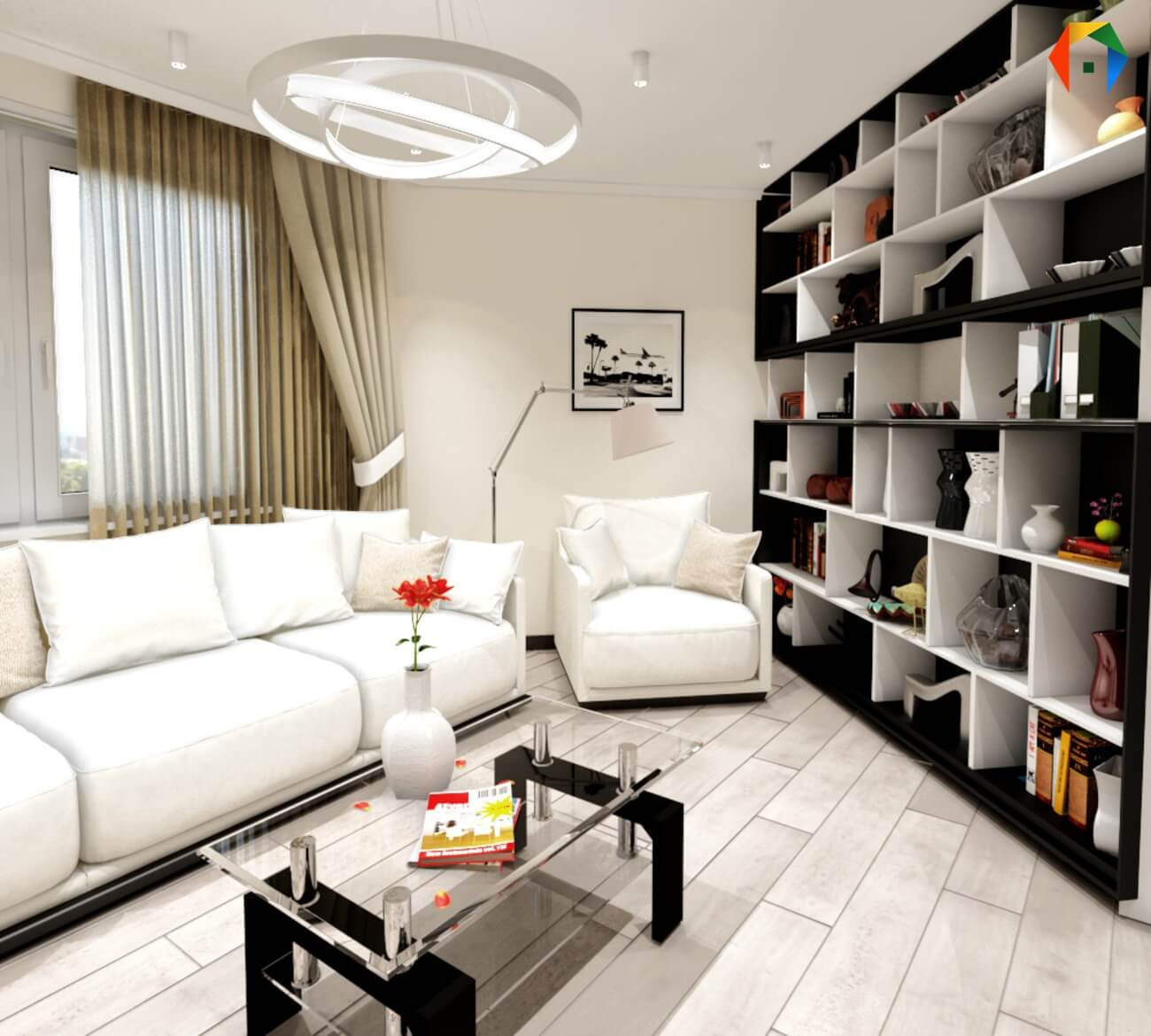 Сколковская. Дизайн-проект 3-комнатной квартиры, с коллажами и визуализацией в О