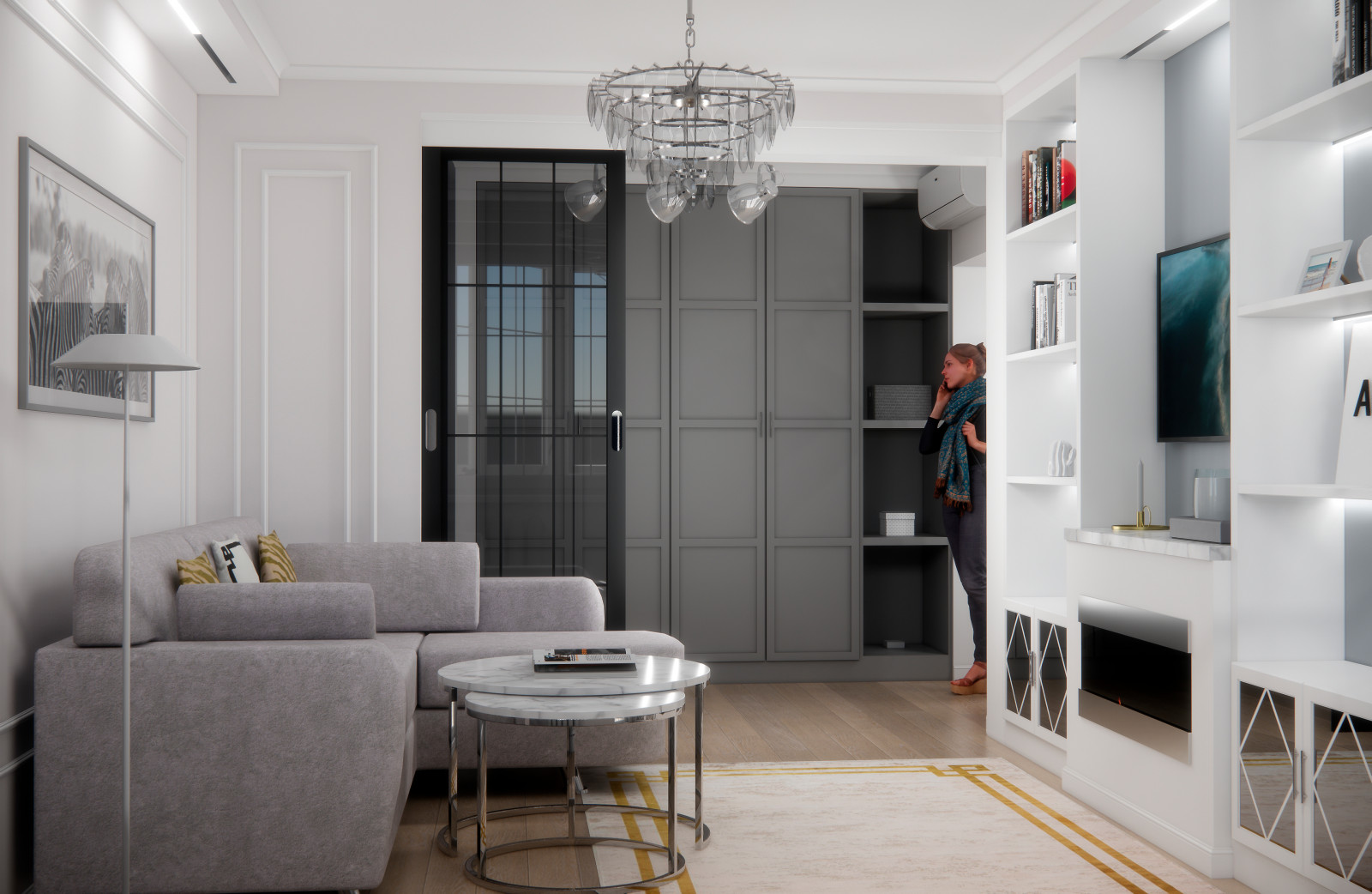 Гостиная, холл и балкон, Нарвская