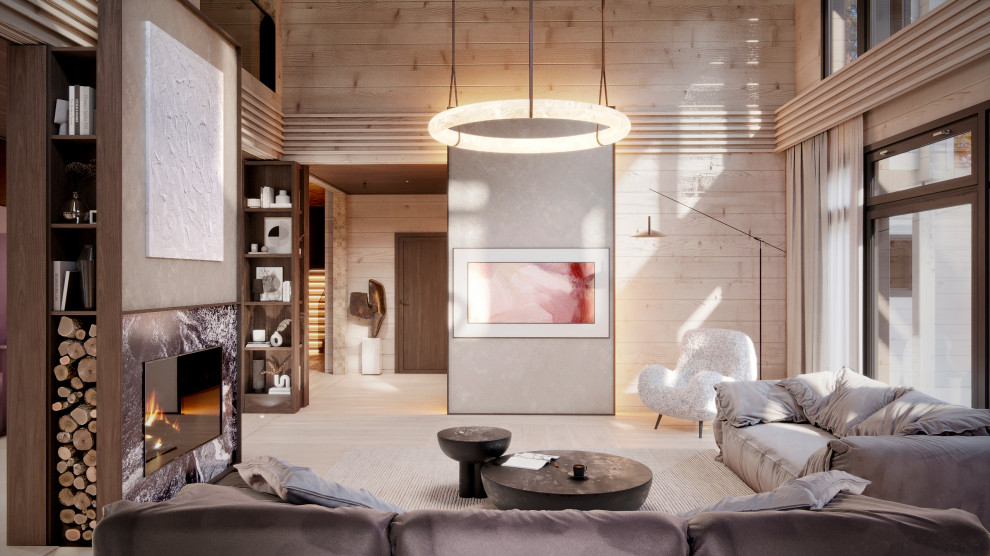 Интерьер подмосковного брусового дома компании Honka