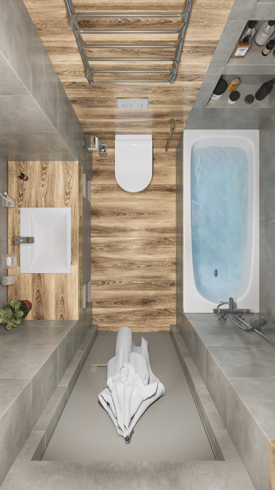 Вид сверху на ванную комнату