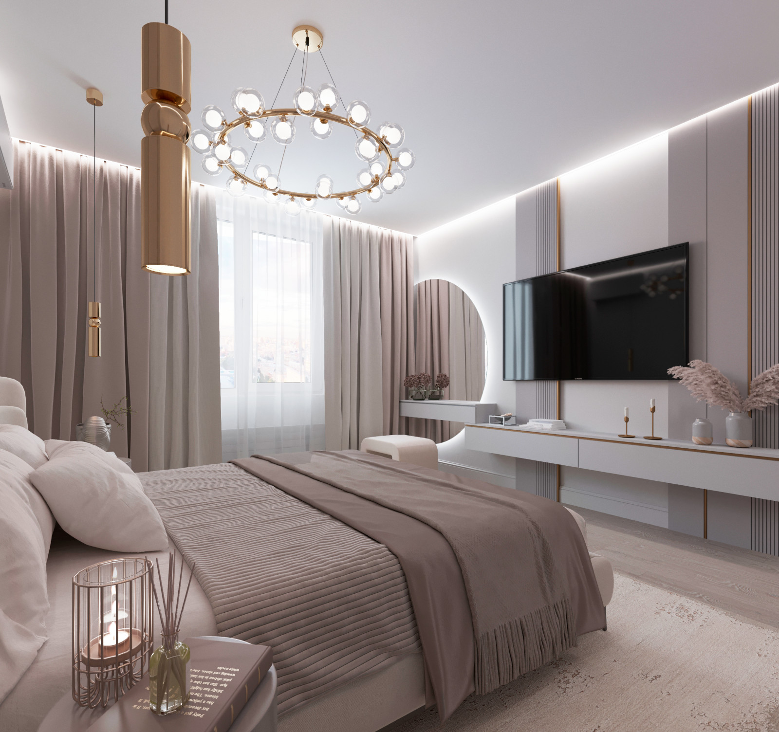 Дизайн-проект спальни для молодой семьи из Москвы.