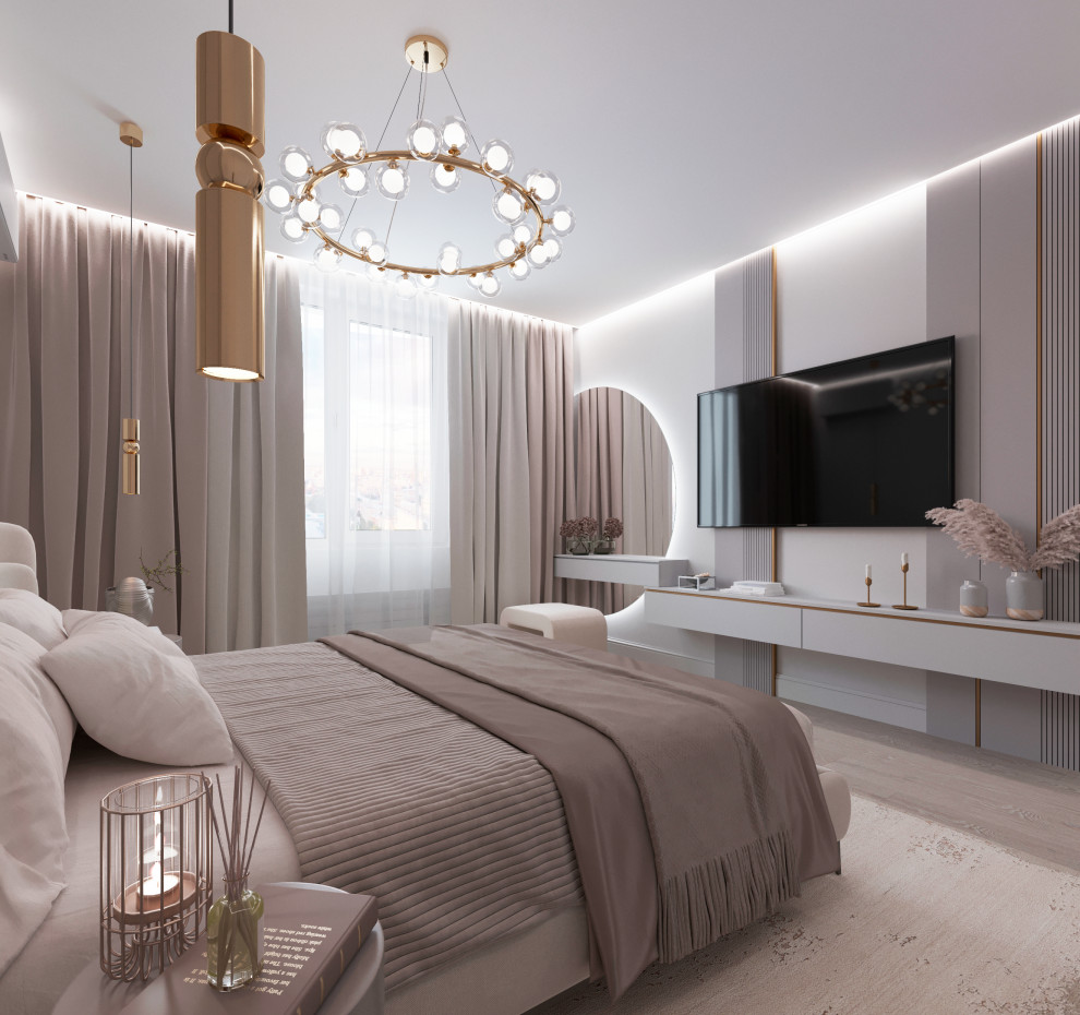 Дизайн-проект спальни для молодой семьи из Москвы.