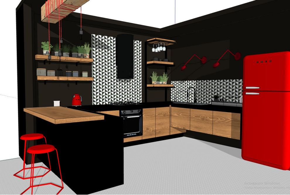 Обложка проекта: Проект: модель кухни в стиле лофт