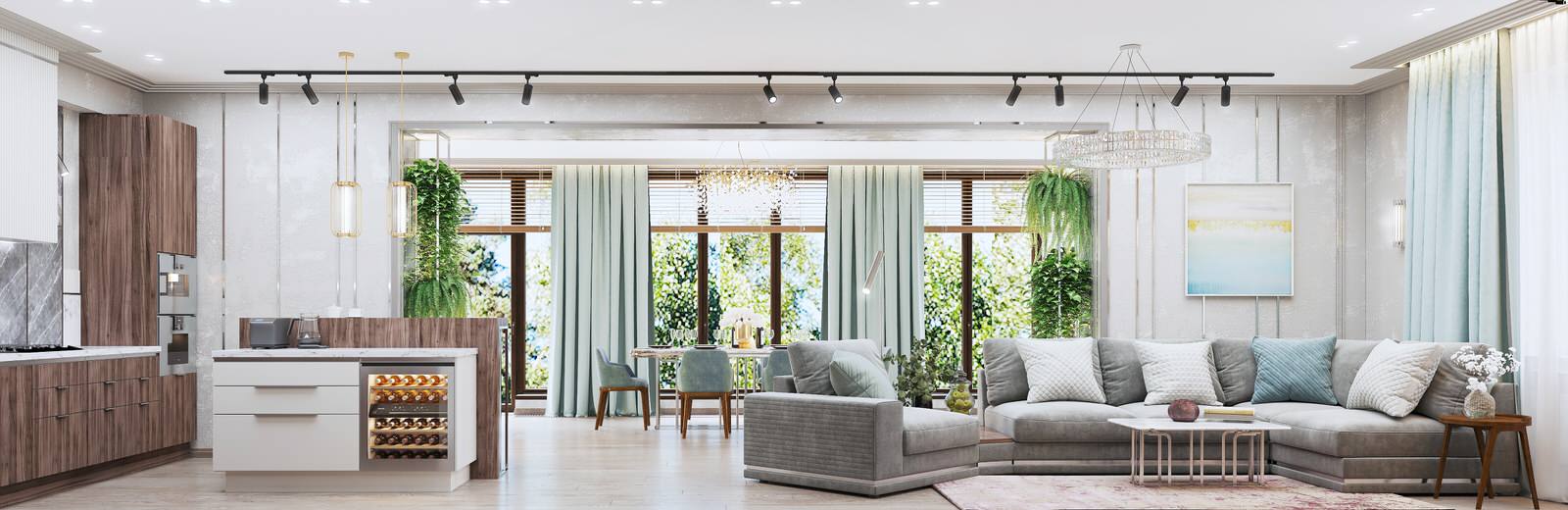 Гостиная-столовая в частном доме