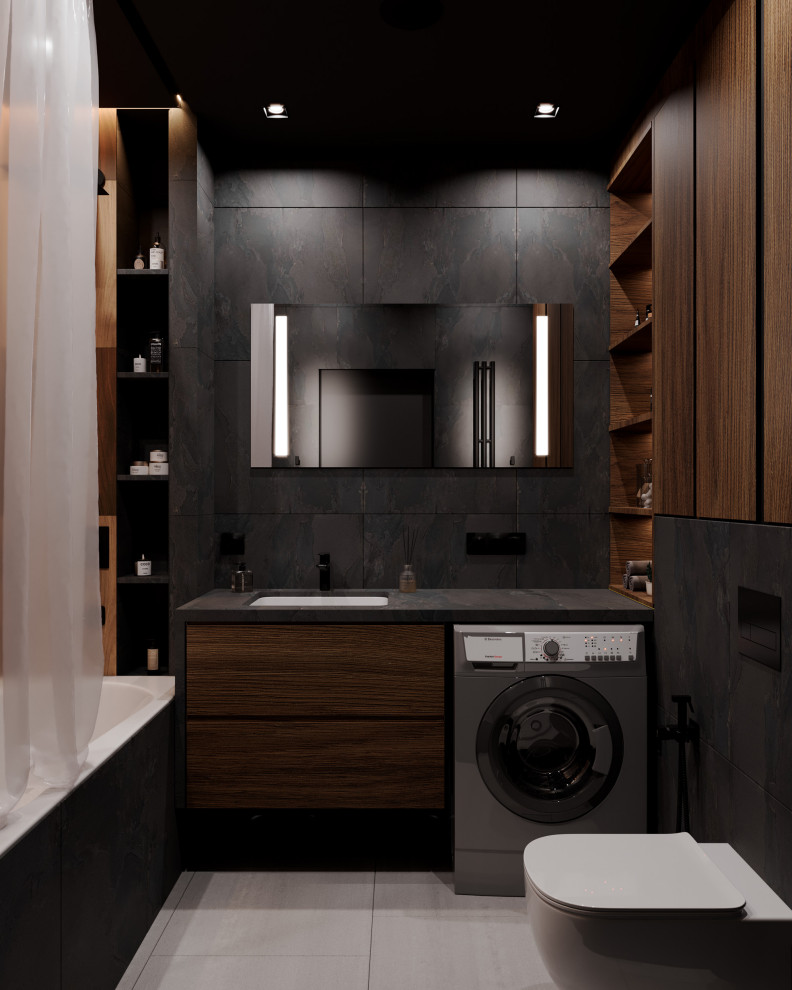 Евро однокомнатная квартира в монохромной гамме  в ЖК Московские кварталы