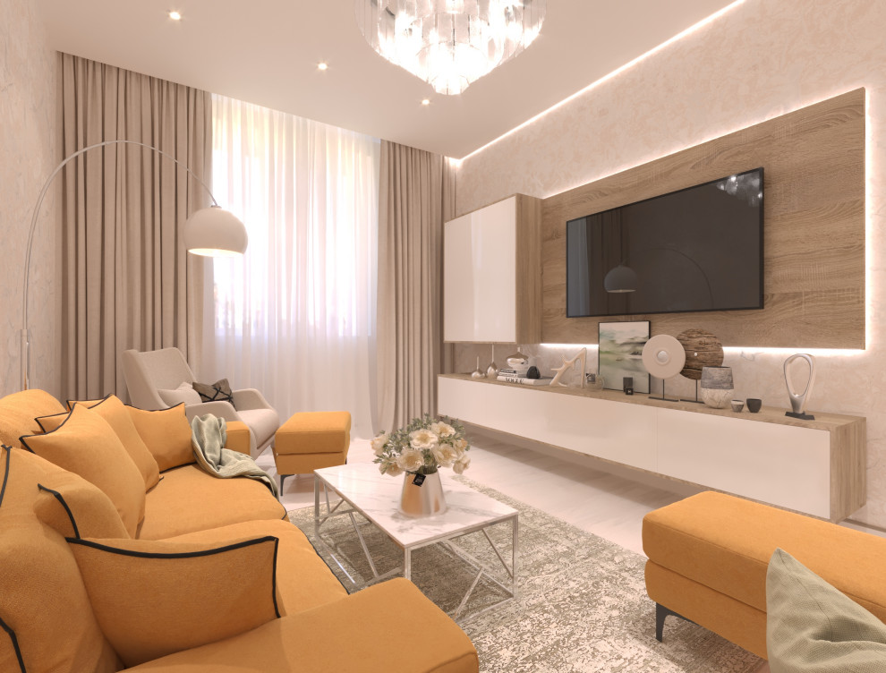 Дизайн-проект  интерьера трехкомнатной квартиры в стиле Контемпорари...