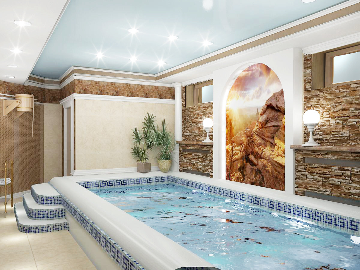 Интерьеры бассейнов в жилых домах