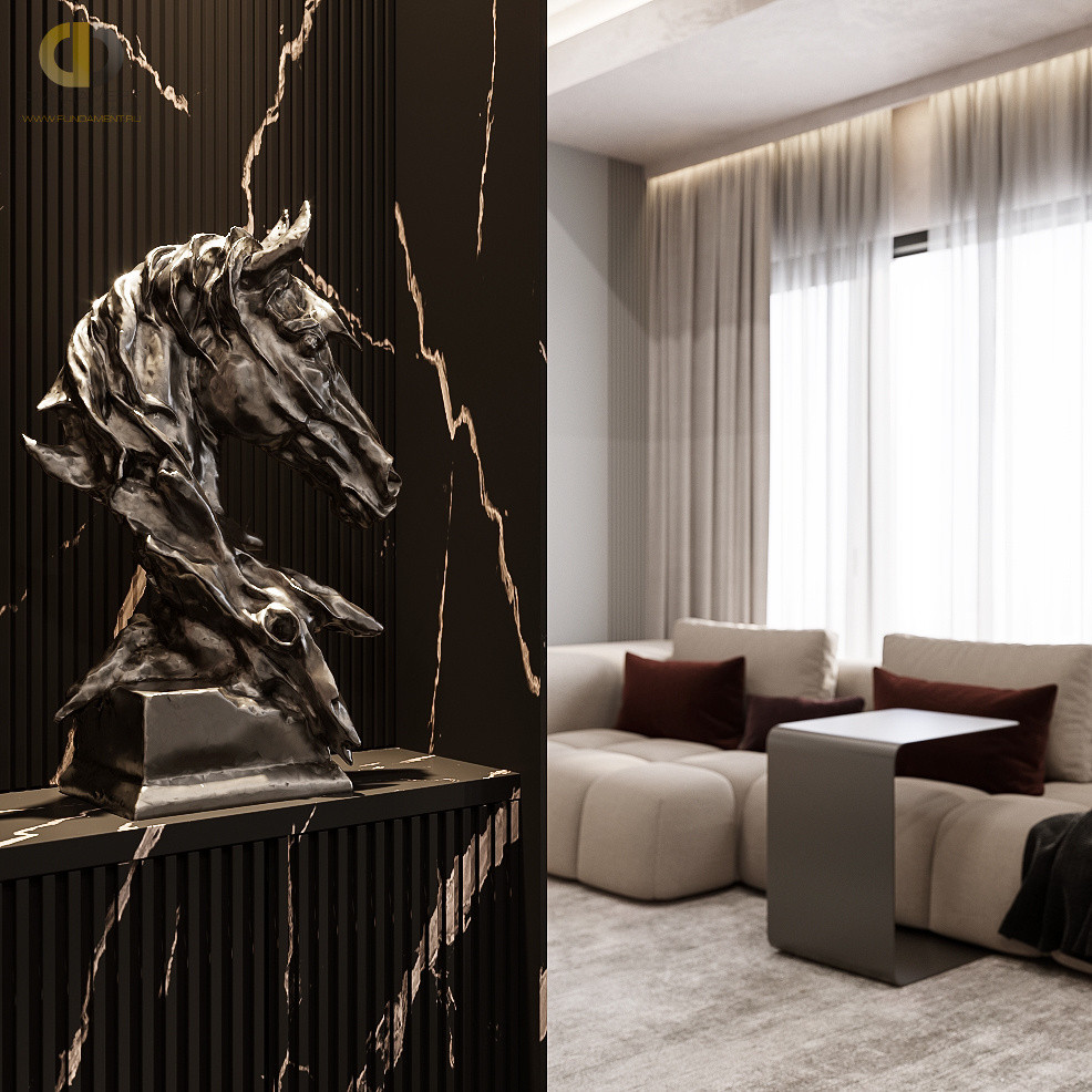 Дизайн-проект 2х-комнатной квартиры в темных тонах в минимализме