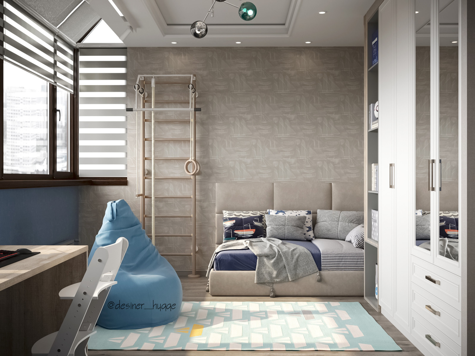 Детская с мансардным остеклением