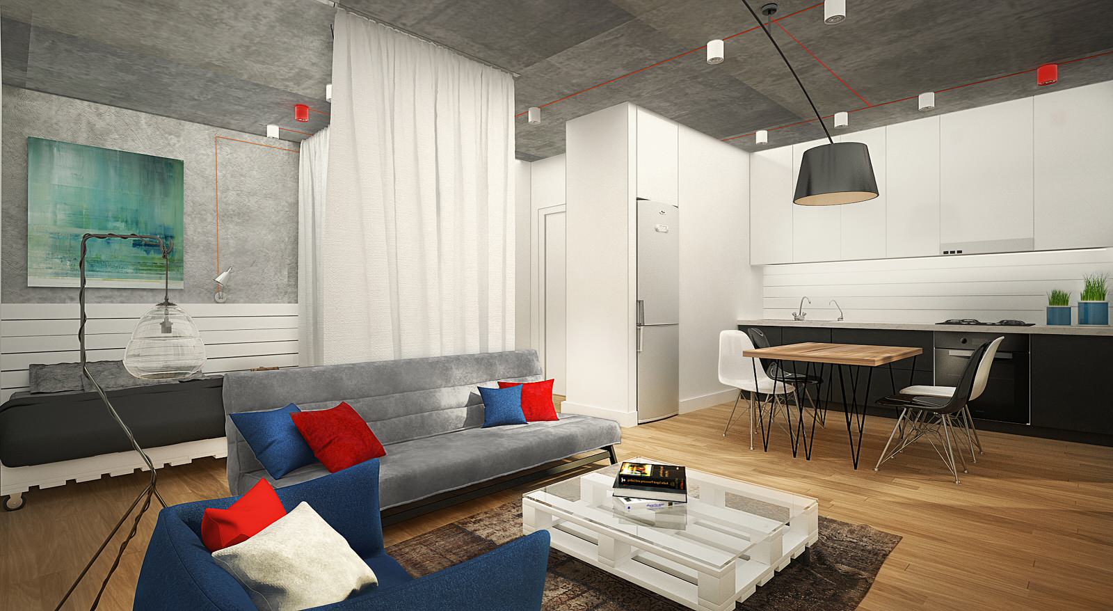 Обложка проекта: Маленькая квартира в стиле Лофт