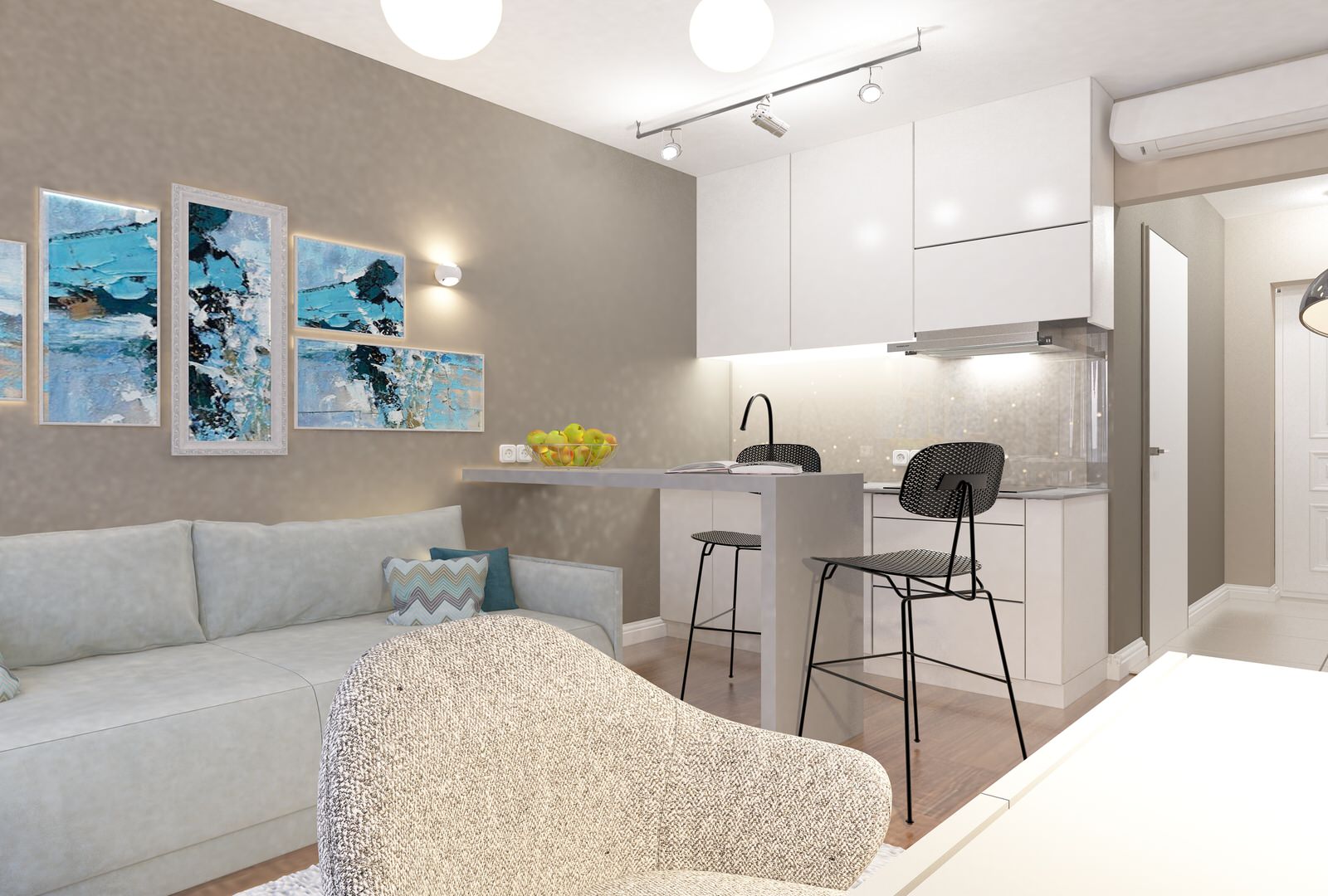 дизайн квартиры 19 кв.м  г.Москва ЖК "Полярная 25"