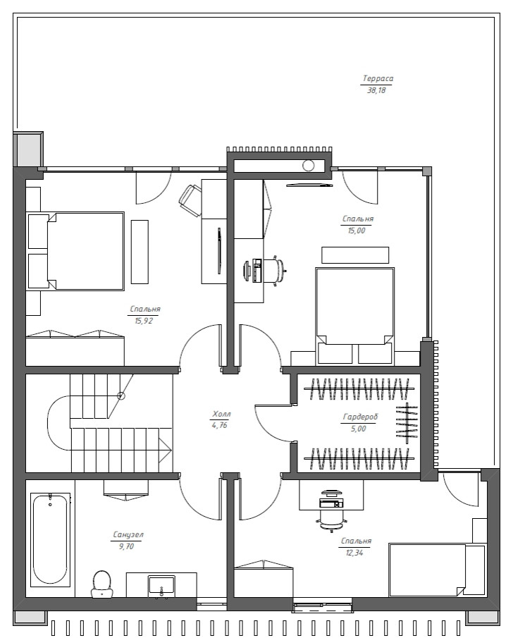 Двухэтажный современный дом для молодой семьи