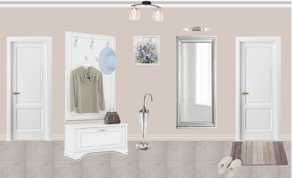 Прихожая площадь 4,6 кв. метра в проекте однокомнатной квартиры "Утренний туман"