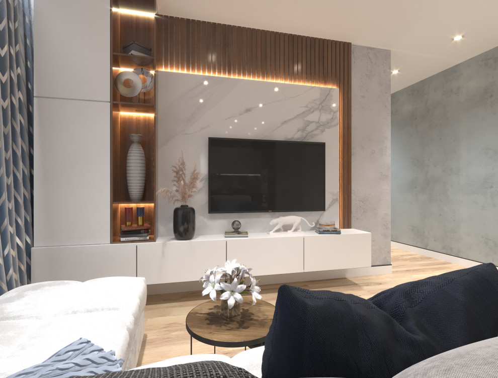 Дизайн-проект интерьера двухкомнатной квартиры в стиле Контемпорари.