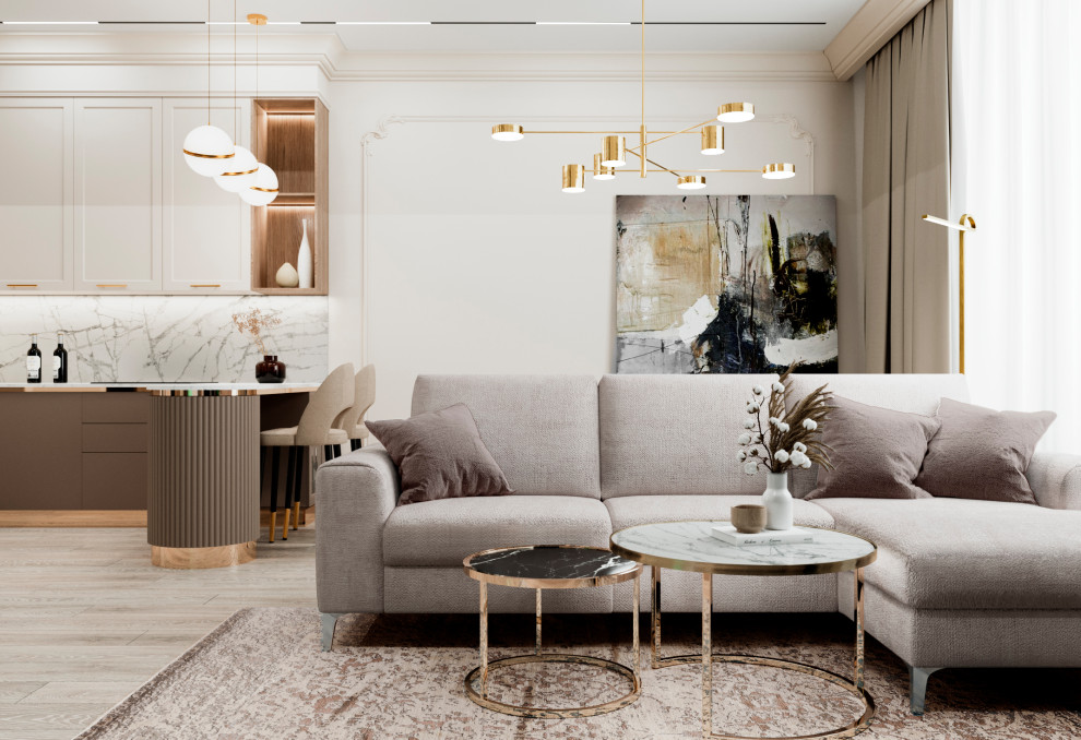 Обложка проекта: Современная квартира в пудровых тонах.