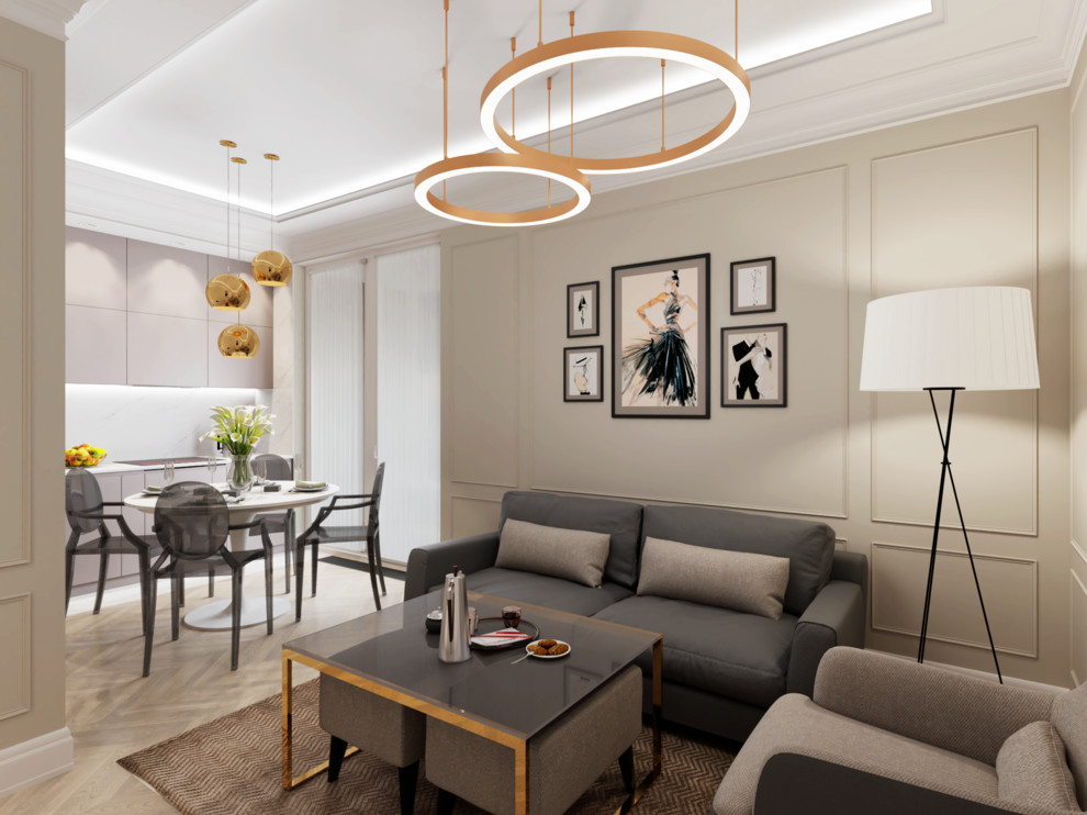 Квартира с французким акцентом в ЖК Ривер Парк. Гостиная.