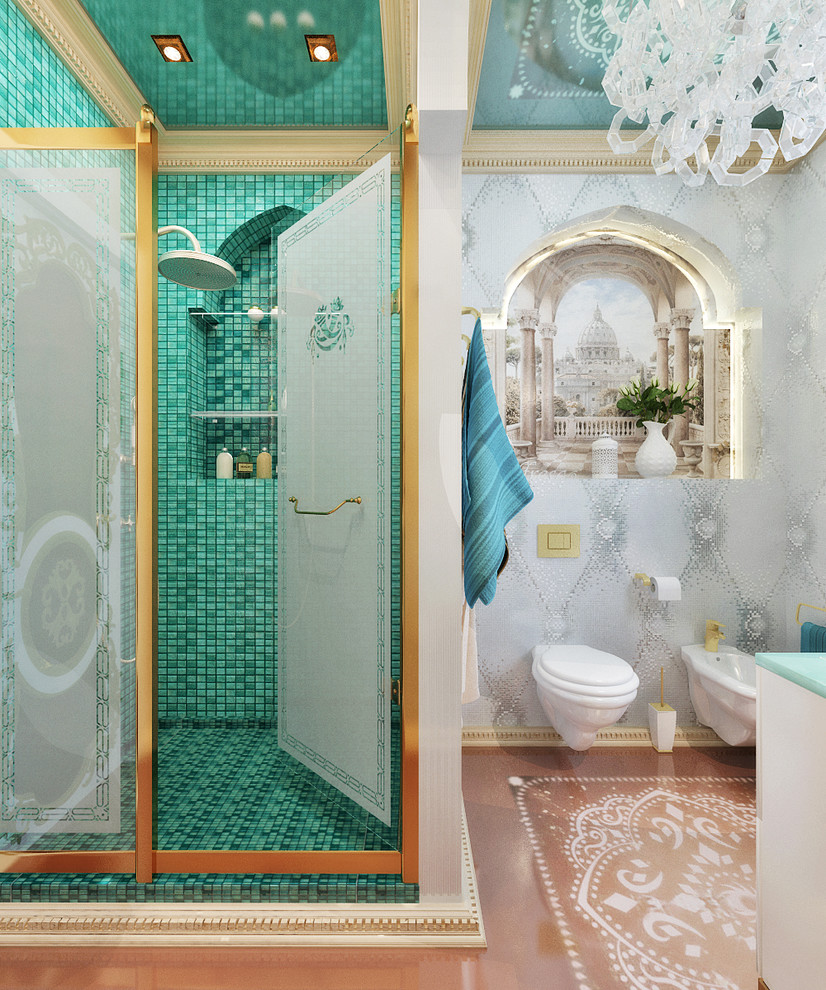 Oriental motifs in bathroom design - 3D visualization