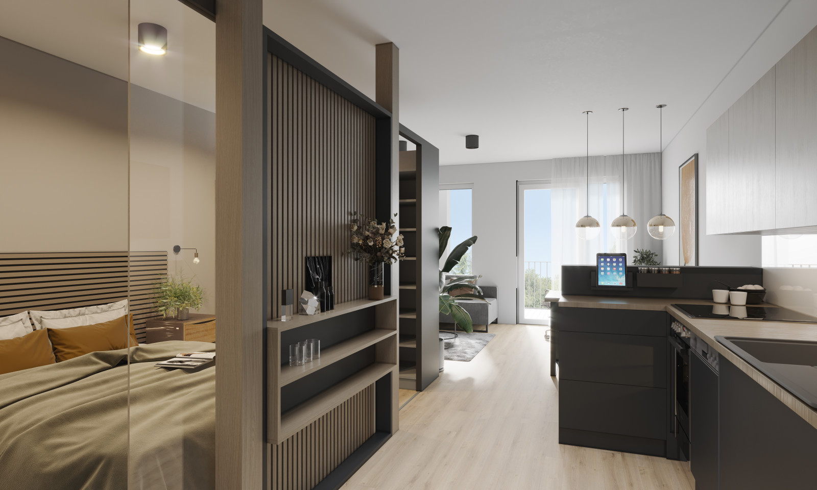 Visualisierung einer 1-Zimmer-Wohnung inkl. 3D Grundriss